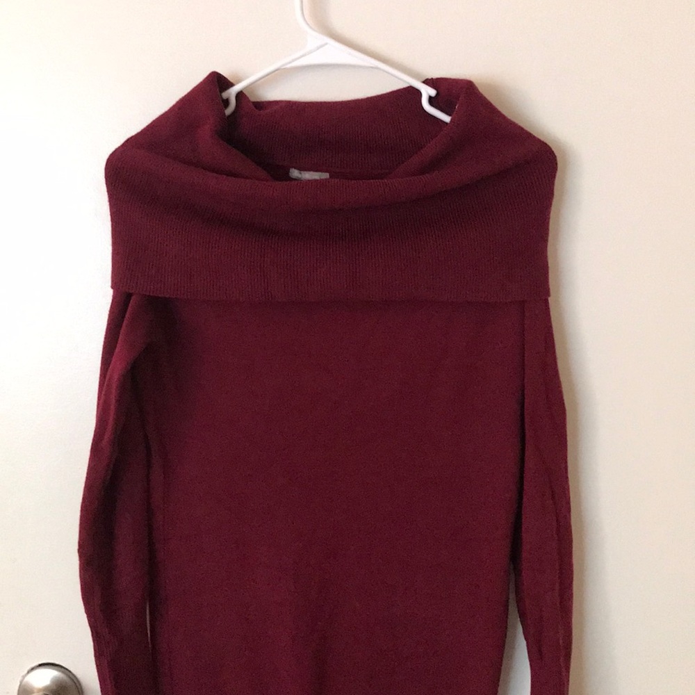 Charlotte Russe Burgundy Off-Shoulder Sweaterdress